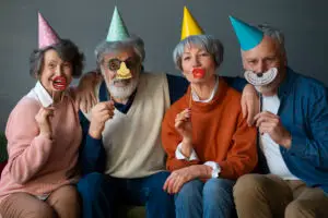 erie pa elder group of friends partying who may need in-home exercise and physical therapy afterward to New Year Stronger Recovery Kickstart Mobility At Home